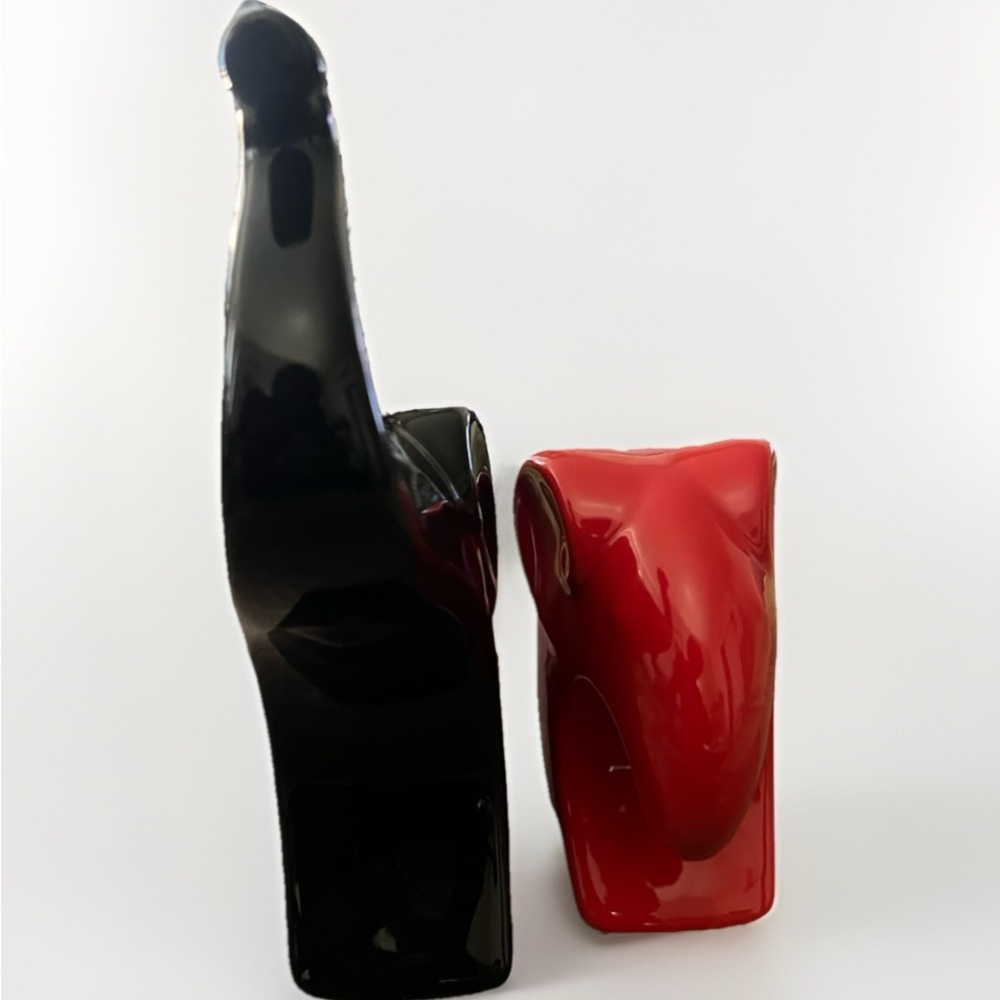 Elegant Black and Red Elephant Sculptures - Picture 8 of 11